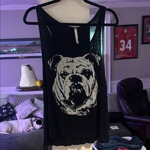 Triumph Black rhinestone English bulldog graphic sz medium M